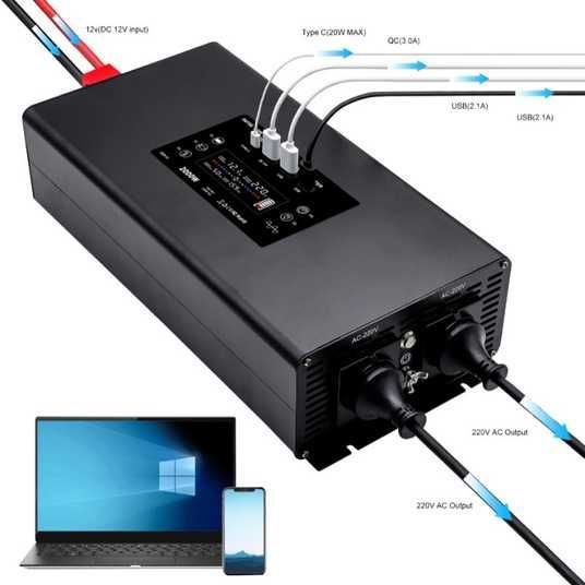 ≡ Преобразователь DatouBoss ZGR-03 DC-AC 12-220V (2000/4000W) с