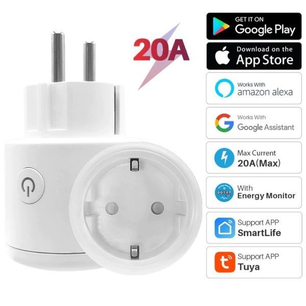 SMART Wi-Fi Розетка з лічильником енергоспоживання 20А (4200Вт) sm-30291 фото