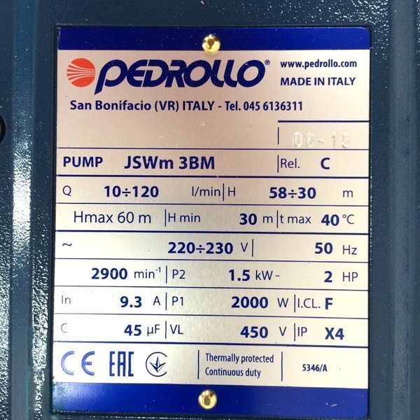 Самовсасывающий насос Pedrollo JSWm 3BM sa-7179 фото