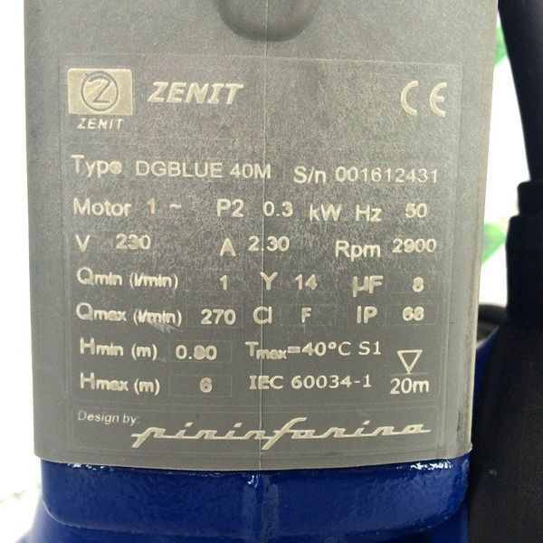 Фекальний насос Zenit DG Blue 40/2/G40V A1BM5 1050.002 фото