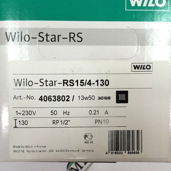 Циркуляционный насос Wilo Star-RS 15/4-130 4063802 фото