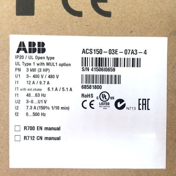 Частотний перетворювач ABB ACS150 3 кВт 3-фаз. ACS150-03E-07A3-4 фото