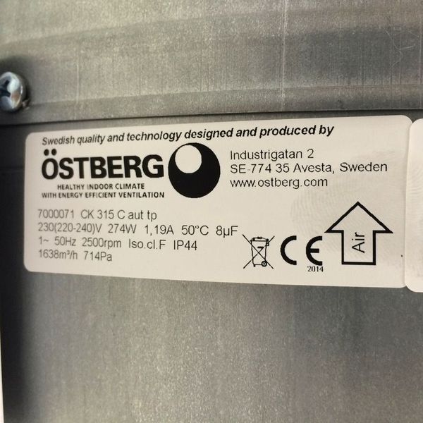Канальний вентилятор Ostberg CK 315 C1 7000072 фото