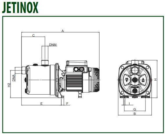 Габаритные размеры насоса DAB JETINOX
