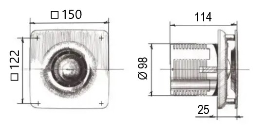 Габаритные размеры Домовент 100 Р1