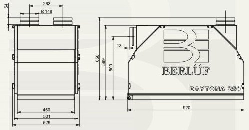 Размеры Dospel DAYTONA 350 DC BERLUF Габаритные размеры Dospel DAYTONA 350 DC BERLUF