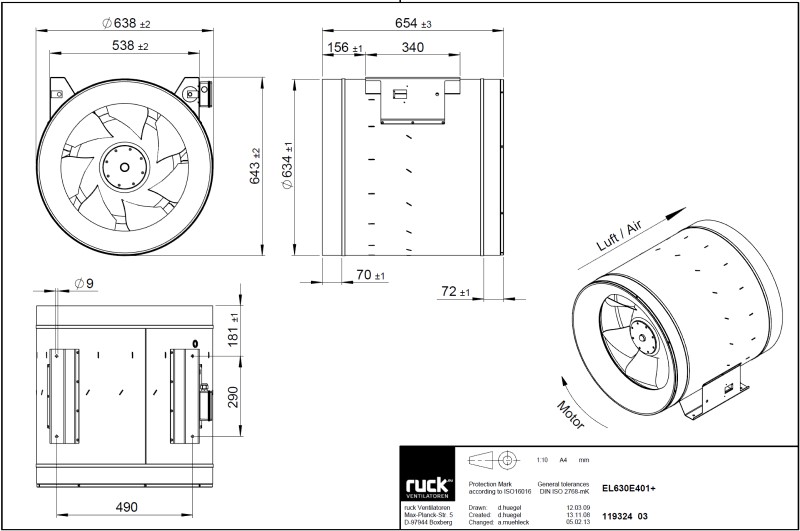 Ruck EL 630 E4 01 чертеж Габаритные размеры Ruck EL 630 E4 01