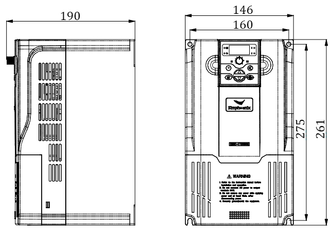 Габаритные размеры Simphoenix E500-2S0075B