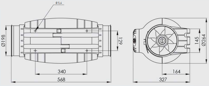 Розміри вентилятора Soler&Palau TD-800/200 SILENT T Габаритні розміри Soler&Palau TD-800/200 SILENT T
