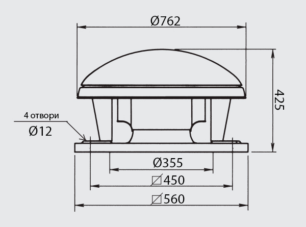 Габаритні розміри Soler&Palau CTHB/6-250
