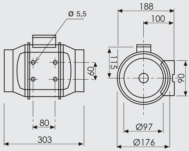 Габаритні розміри Soler&Palau TD-250/100