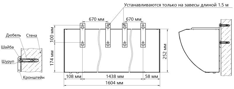 Монтаж установки на стену