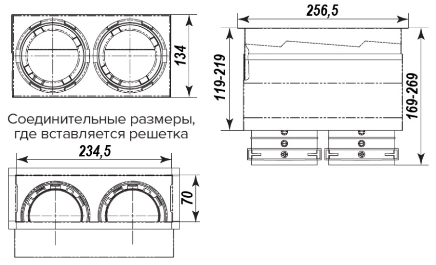 Габаритні розміри FlexiVent 0832234х70/90х2