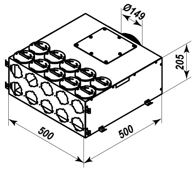 Габаритные размеры FlexiVent 1001150/75х6