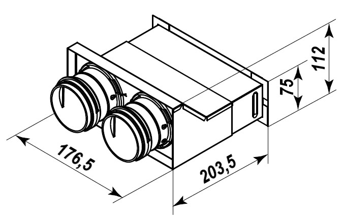 Габаритні розміри FlexiVent 0832200х55/75х2
