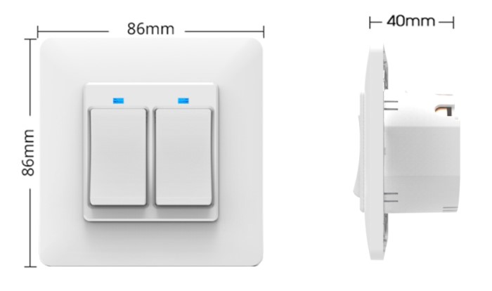 Габаритні розміри SMART Wi-Fi Вимикач 2-х клавішний