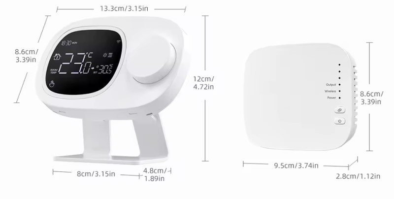 Размеры SMART Wi-Fi Беспроводного терморегулятора для котла Габаритные размеры устройства