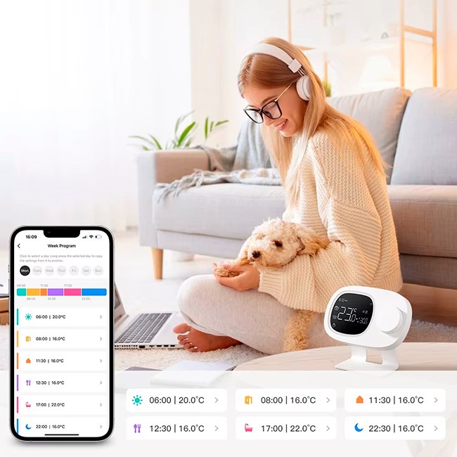 Работа по графику SMART Wi-Fi Беспроводного терморегулятора для газового/электрического котла Поддержка режимов работы по графику