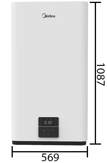 Размеры водонагревателя Midea Prime Wi-Fi D100-20ED6 (W)