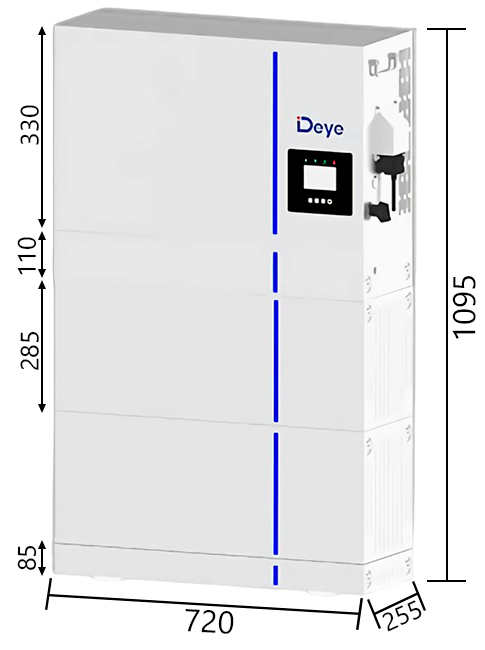 Габарити LiFePO4 батареї Deye AI-W5.1-8P1-EU ESS