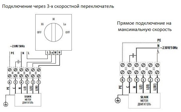 Схема підключення вентилятора Dospel WK