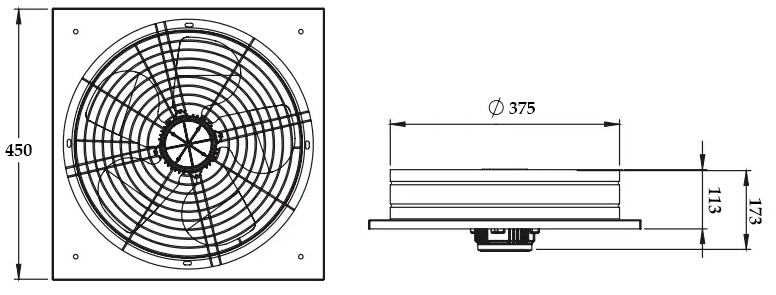 Габаритні розміри вентилятора KalVent KWS 350