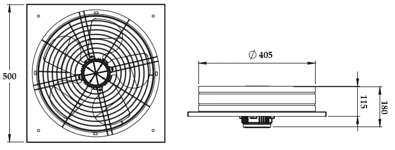 Габаритні розміри вентилятора KalVent KWS 400