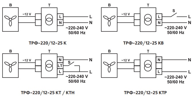 Схема подключения трансформатора