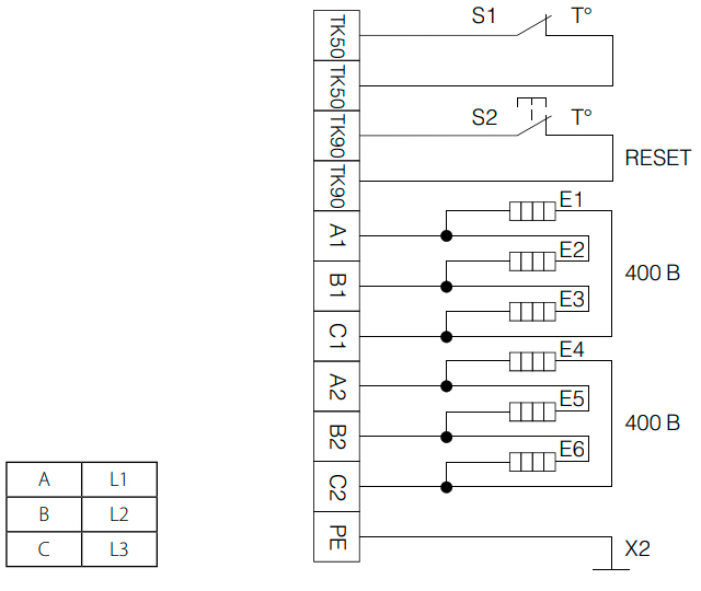 Схема підключення електричного нагрівача ВЕНТС НК 700x400-18,0-3