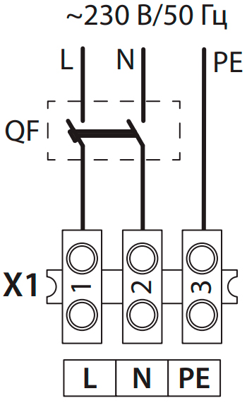 Схема подключения электрического нагревателя ВЕНТС НК 200-3,4-1 У