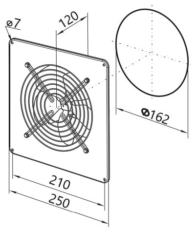 Габаритные размеры вентилятора ОВ1 150