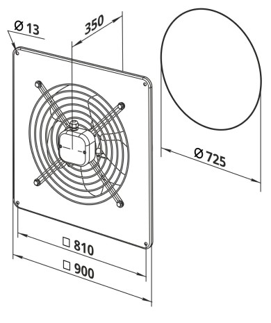 Габаритні розміри вентилятора ОВ 6Д 710