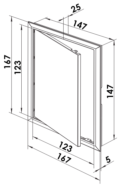 Габаритные размеры дверцы Д 150x150