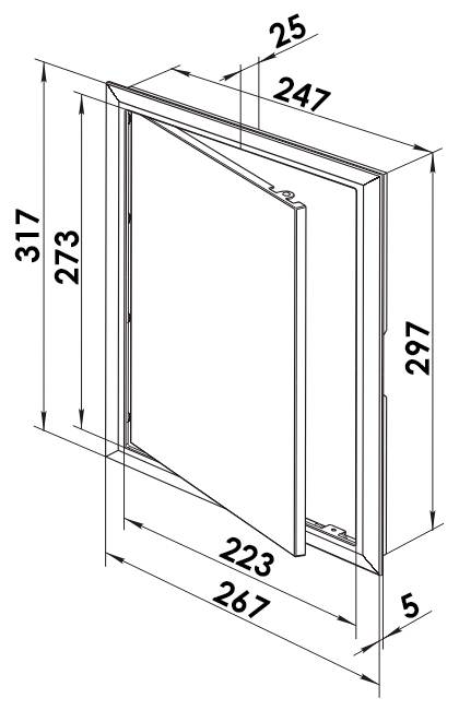 Габаритні розміри дверцят Д 250x300