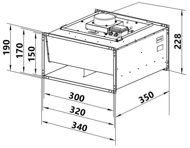 Габаритные размеры ВЕНТС ВКП 300x150 Л1 ЕС