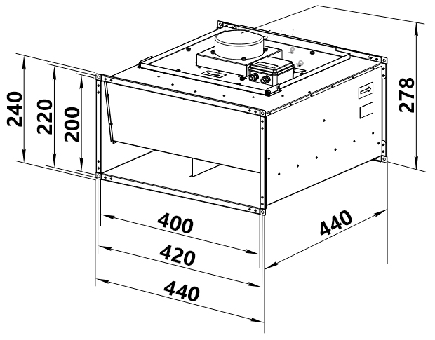 Габаритные размеры ВЕНТС ВКП 400x200 Л1 ЕС