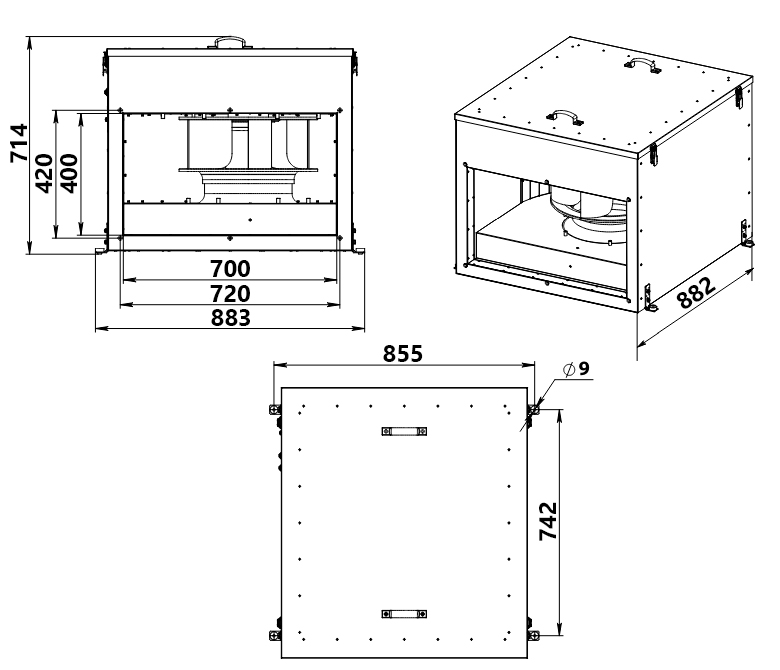 Габаритные размеры ВЕНТС ВКПИ 700x400 М1 ЕС