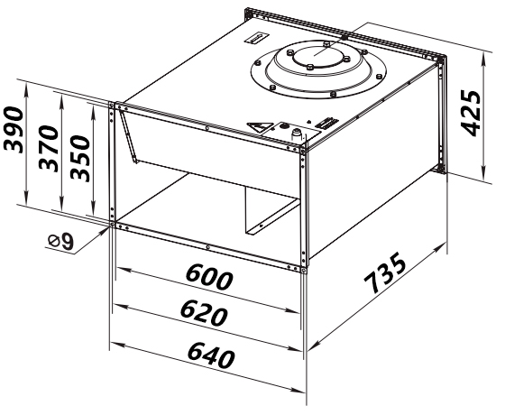 Габаритные размеры ВЕНТС ВКПФ 6Е 600x350