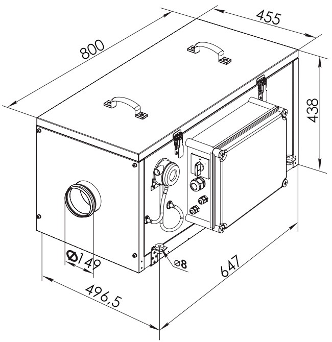 Габаритные размеры ВЕНТС ВПА 150-5,1-3 LCD