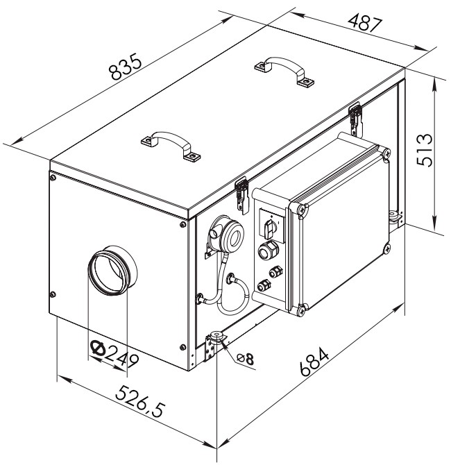 Габаритные размеры ВЕНТС ВПА 250-9,0-3 LCD