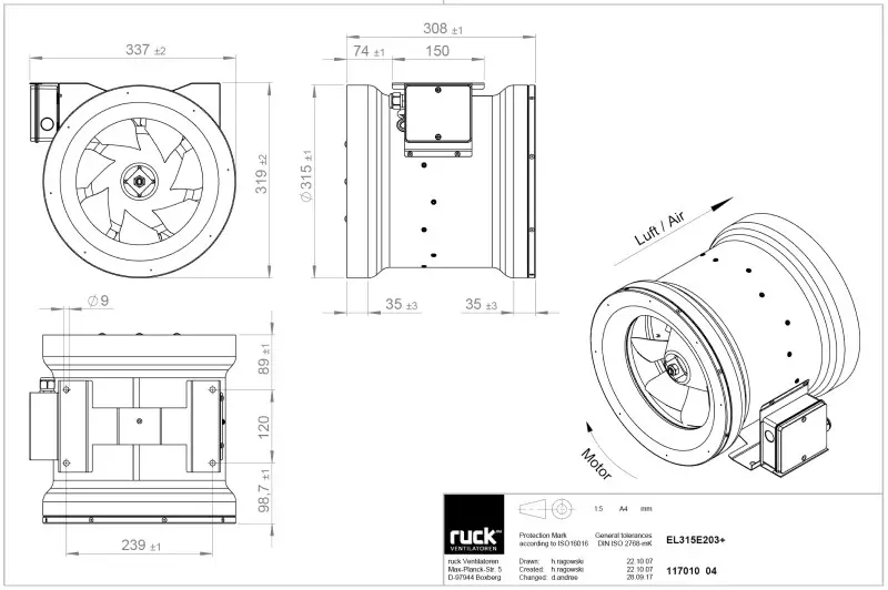Габаритные размеры Ruck EL 315 E2 03