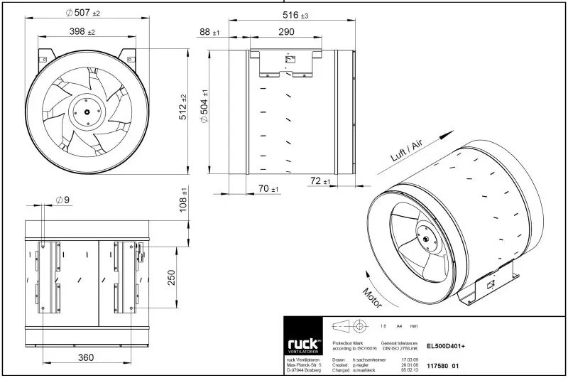 Габаритные размеры Ruck EL 500 D4 01