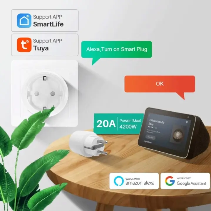 Поддерживает голосовое управления Alexa Echo и Google Home
