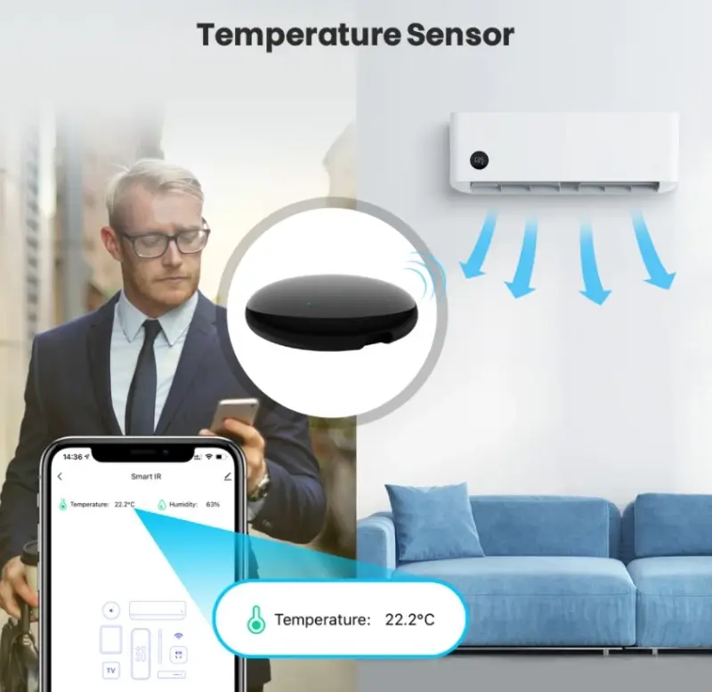 Smart ИК Wi-Fi адаптер с датчиком температуры и влажности с Wi-Fi Универсальный ИК Wi-Fi модуль кондиционера с датчиком температуры и влажности