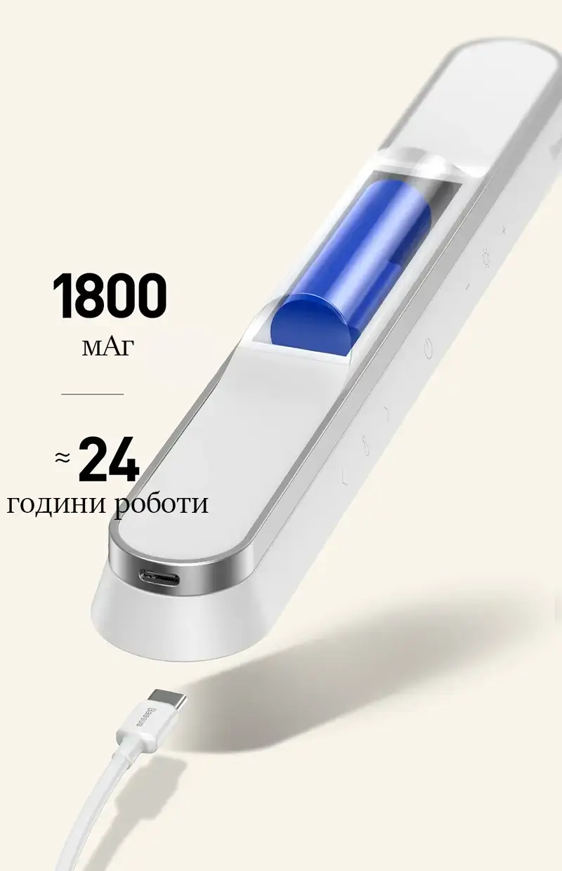Батарея лампи Baseus Magnetic Stepless Dimming Charging Desk Lamp Pro White Акумулятор лампи