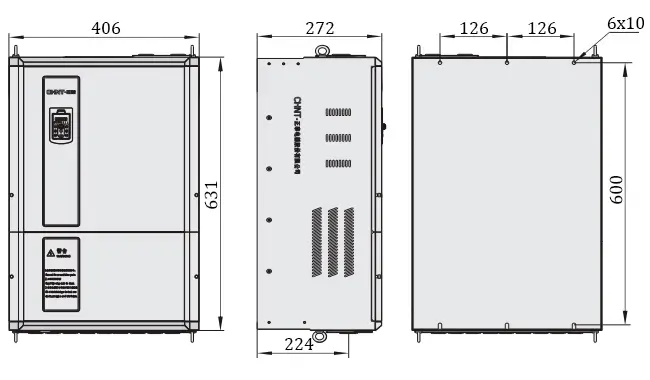 Розміри частотника Chint NVF2G-75/TS4 Габаритні розміри Chint NVF2G-75/TS4