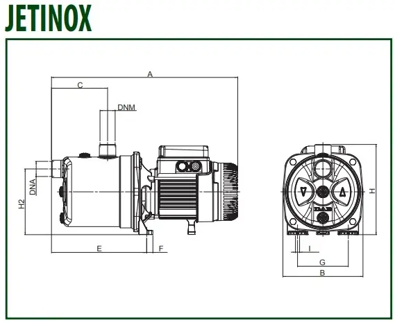Габаритные размеры насоса DAB JETINOX