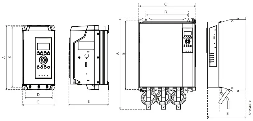 Габаритні розміри УПП Danfoss MCD 500