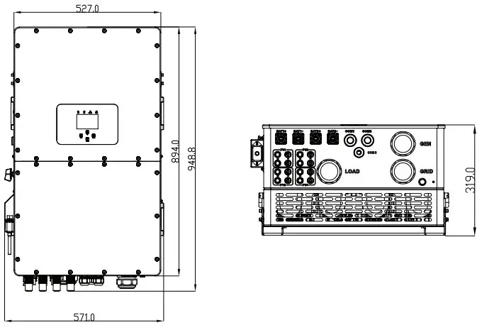 Розміри інвертора Deye SUN-30K-SG01HP3-EU-BM3 30KW Габаритні розміри Deye SUN-30K-SG01HP3-EU-BM3 30KW