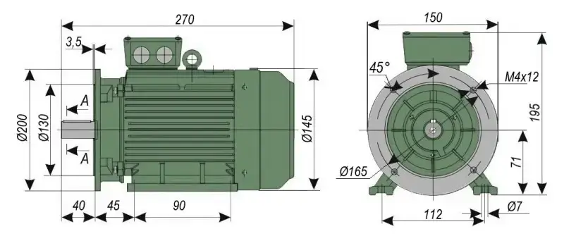 Габаритні розміри АІР 71 А2 IM2081